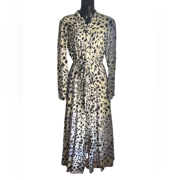 Cloth & Stone leopard print button down long sleeve maxi dress sz S - Picture 4 of 15